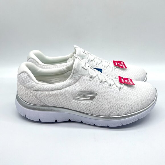 Skechers Womens Size 9 9M Summits White Silver Slip On Comfort Sneakers Shoes - Picture 1 of 14